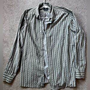 Very nice green and white button up dress shirt.